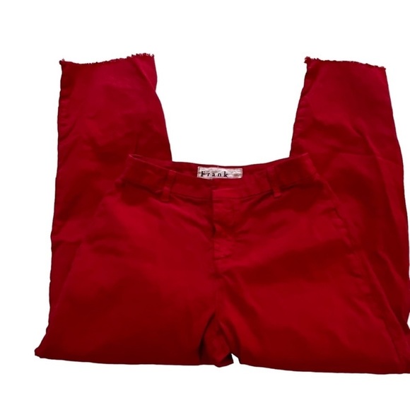 Frank & Eileen Kinsale Performance Pant Raw Hem High Rise 2 Red classic cropped - Picture 8 of 15